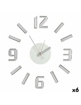 Relógio de Parede Adesivo Prateado ABS EVA Ø 35 cm (6 Unidades)
