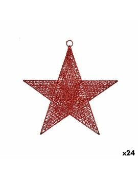 Adorno Natalício Estrela Vermelho Metal 30 x 32 x 0,5 cm (24 Unidades)