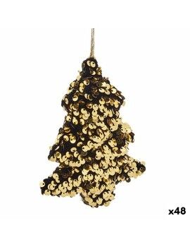 Adorno Natalício Árvore de Natal Dourado Plástico Lantejoulas 10 x 4 x 13 cm (48 Unidades)