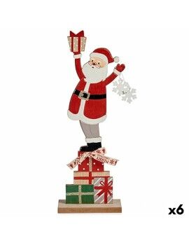 Figura Decorativa Pai Natal Branco Vermelho Cinzento Madeira 7 x 40 x 14 cm (6 Unidades)