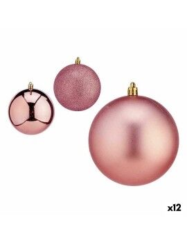 Conjunto de bolas de Natal Cor de Rosa Plástico 10 x 11 x 10 cm (12 Unidades)