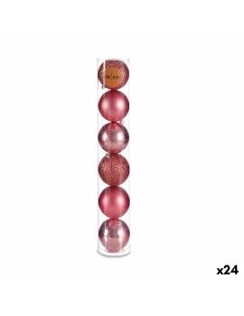 Conjunto de bolas de Natal Cor de Rosa Plástico 8 x 9 x 8 cm (24 Unidades)