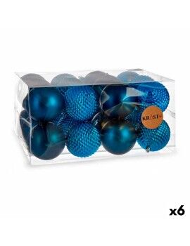 Conjunto de bolas de Natal Azul Plástico Ø 8 cm (6 Unidades)