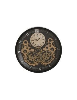 Relógio de Parede Home ESPRIT Preto Dourado Metal Cristal Engrenagens 46 x 7,3 x 46 cm