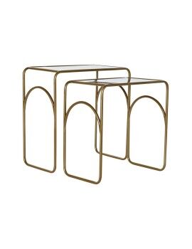 Conjunto de 2 mesas pequenas DKD Home Decor Dourado Metal Cristal 55 x 30 x 55 cm