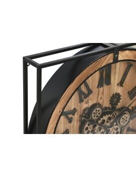 Relógio de Parede Home ESPRIT Preto Natural Ferro Madeira MDF 72 x 10 x 72 cm