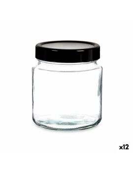 Bote Preto Transparente Vidro (1 L) (12 Unidades)