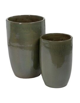 Vaso 52 x 52 x 80 cm Verde Cerâmica (2 Unidades)