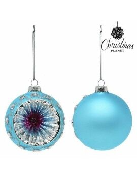 Bolas de Natal 8 cm (2 uds) Cristal Azul