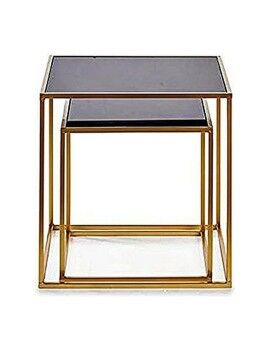Conjunto de 2 mesas Preto Dourado 50 x 50 x 50 cm