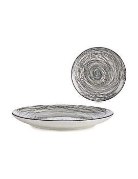 Plato Llano Rayas Porcelana Negro Blanco 24 x 2,8 x 24 cm