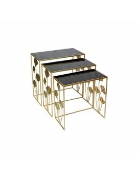 Conjunto de 3 mesas pequenas DKD Home Decor Preto Dourado 65 x 35 x 64,5 cm