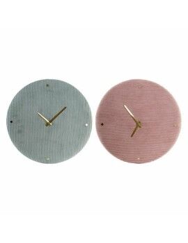 Reloj de Pared DKD Home Decor Verde Rosa 40,5 x 5,5 x 40,5 cm (2 Unidades)