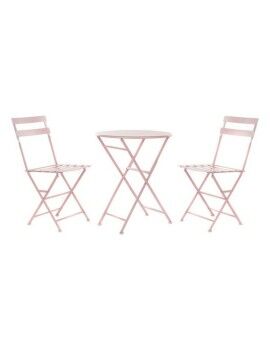 Conjunto de mesa com 2 cadeiras DKD Home Decor MB-177410 Cor de Rosa 60 x 60 x 75 cm (3 pcs)