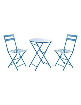 Conjunto de mesa com 2 cadeiras DKD Home Decor MB-166634 Azul 80 cm 60 x 60 x 70 cm (3 pcs)