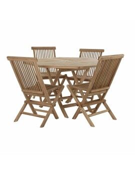 Conjunto de mesa com 4 cadeiras DKD Home Decor Teca (120 cm) (5 pcs) (120 x 120 x 75 cm)