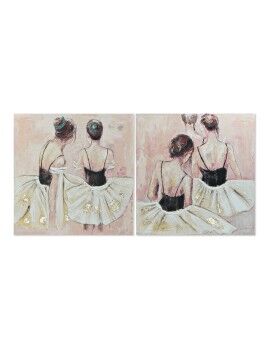Pintura DKD Home Decor Dancers 100 x 3,5 x 100 cm Bailarina Ballet Romântico (2 Unidades)