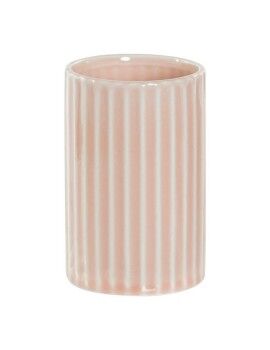 Suporte para a escova de Dentes DKD Home Decor Cor de Rosa Plástico Grés 7,2 x 7,2 x 11,5 cm
