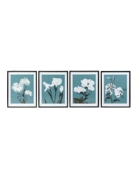 Pintura DKD Home Decor Flowers 55 x 2,5 x 70 cm Bloemen Moderno (4 Peças)