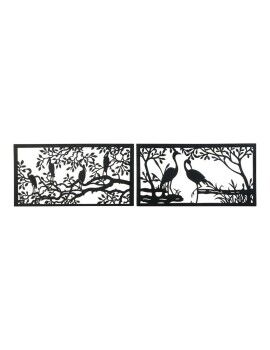 Figura Decorativa DKD Home Decor 96 x 1 x 50 cm Negro Pájaros (2 Unidades)