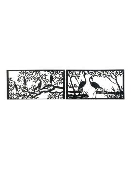 Figura Decorativa DKD Home Decor 96 x 1 x 50 cm Preto Pássaros (2 Unidades)