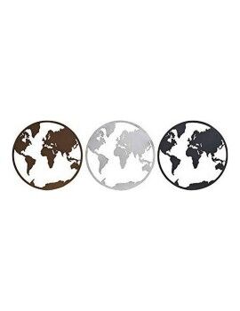 Figura Decorativa DKD Home Decor Mapa do Mundo Preto Cobre Branco 40 x 1 x 40 cm (3 Peças)