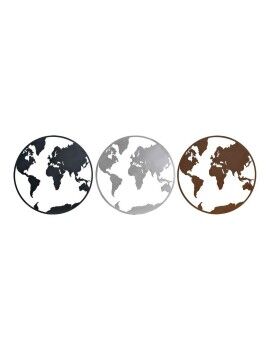 Figura Decorativa DKD Home Decor Mapa do Mundo Preto Cobre Branco 60 x 1 x 60 cm (3 Peças)