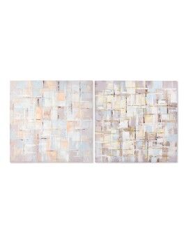 Pintura DKD Home Decor Squares Abstrato 100 x 3 x 100 cm Moderno (2 Unidades)