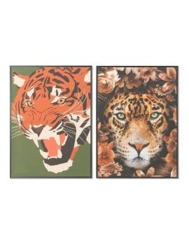 Cuadro DKD Home Decor 52 x 2,7 x 72 cm Tigre Moderno (2 Unidades)