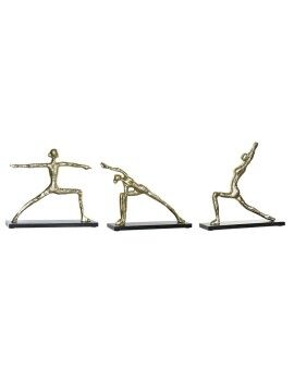 Figura Decorativa DKD Home Decor 33 x 10 x 35 cm Preto Dourado Índio Yoga (3 Unidades)