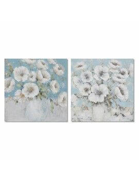 Cuadro DKD Home Decor 100 x 2,8 x 100 cm Jarrón Shabby Chic (2 Unidades)