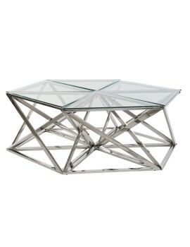 Mesa de Centro DKD Home Decor Prateado Cristal Aço Plástico 137,5 x 120,5 x 46 cm