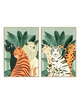 Cuadro DKD Home Decor 83 x 4,5 x 123 cm Tropical Animales (2 Unidades)