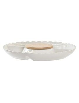 Bandeja de Aperitivos DKD Home Decor 25,5 x 25,5 x 3 cm Natural Porcelana Blanco