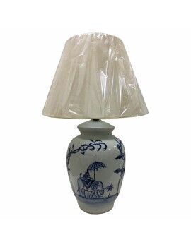 Lâmpada de mesa DKD Home Decor Azul Branco Porcelana Elefante (40 x 40 x 60 cm)
