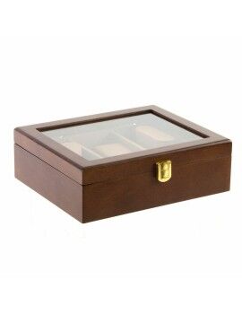 Caja-Joyero DKD Home Decor Marrón Madera Cristal Madera MDF 21 x 18 x 8 cm