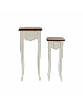 Conjunto de 2 mesas DKD Home Decor Branco Castanho 35 x 35 x 80 cm