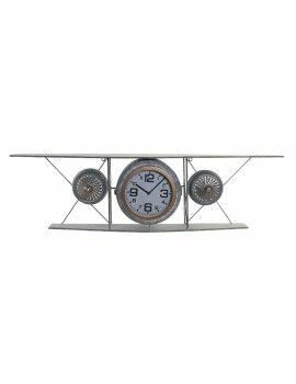 Relógio de Parede DKD Home Decor Cristal Ferro Avião Madeira MDF Cinzento escuro (120 x 21 x 33.5...