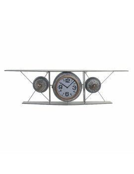 Reloj de Pared DKD Home Decor Cristal Hierro Avión Madera MDF Gris oscuro (120 x 21 x 33.5 cm)