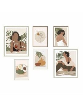 Conjunto de 6 quadros DKD Home Decor Mulheres (30 x 2 x 40 cm)