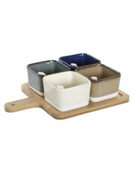 Set de Aperitivo DKD Home Decor 27 x 20 x 1,3 cm Porcelana Beige Azul Marrón Verde Moderno