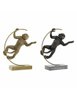 Figura Decorativa DKD Home Decor 33 x 25 x 48 cm Preto Dourado Macaco Moderno (2 Unidades)