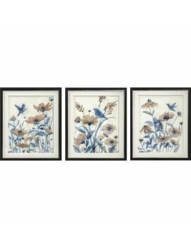 Cuadro DKD Home Decor 50 x 2 x 60 cm Flores Shabby Chic (3 Piezas)