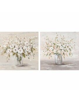 Cuadro DKD Home Decor 90 x 2,4 x 90 cm Florero Shabby Chic (2 Unidades)