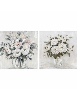 Cuadro DKD Home Decor 80 x 2,4 x 80 cm Florero Shabby Chic (2 Unidades)