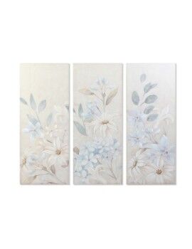 Cuadro DKD Home Decor Flores 55 x 3 x 135 cm Shabby Chic (3 Piezas)