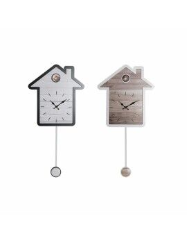 Relógio de Parede DKD Home Decor 32 x 5 x 56 cm Natural Branco Plástico Casa Madeira MDF (2...