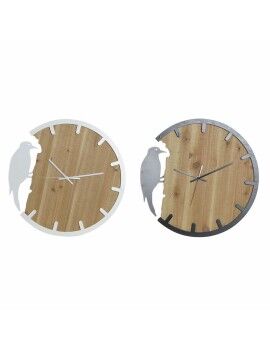 Reloj de Pared DKD Home Decor Negro Marrón Blanco Hierro Pájaro 50 x 4 x 50 cm Madera MDF (2...