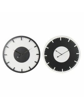 Reloj de Pared DKD Home Decor 50 x 3,5 x 50 cm Negro Blanco Vintage Madera MDF (2 Unidades)