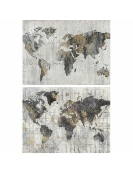 Pintura DKD Home Decor 120 x 4 x 90 cm Loft Mapa do Mundo (2 Unidades)